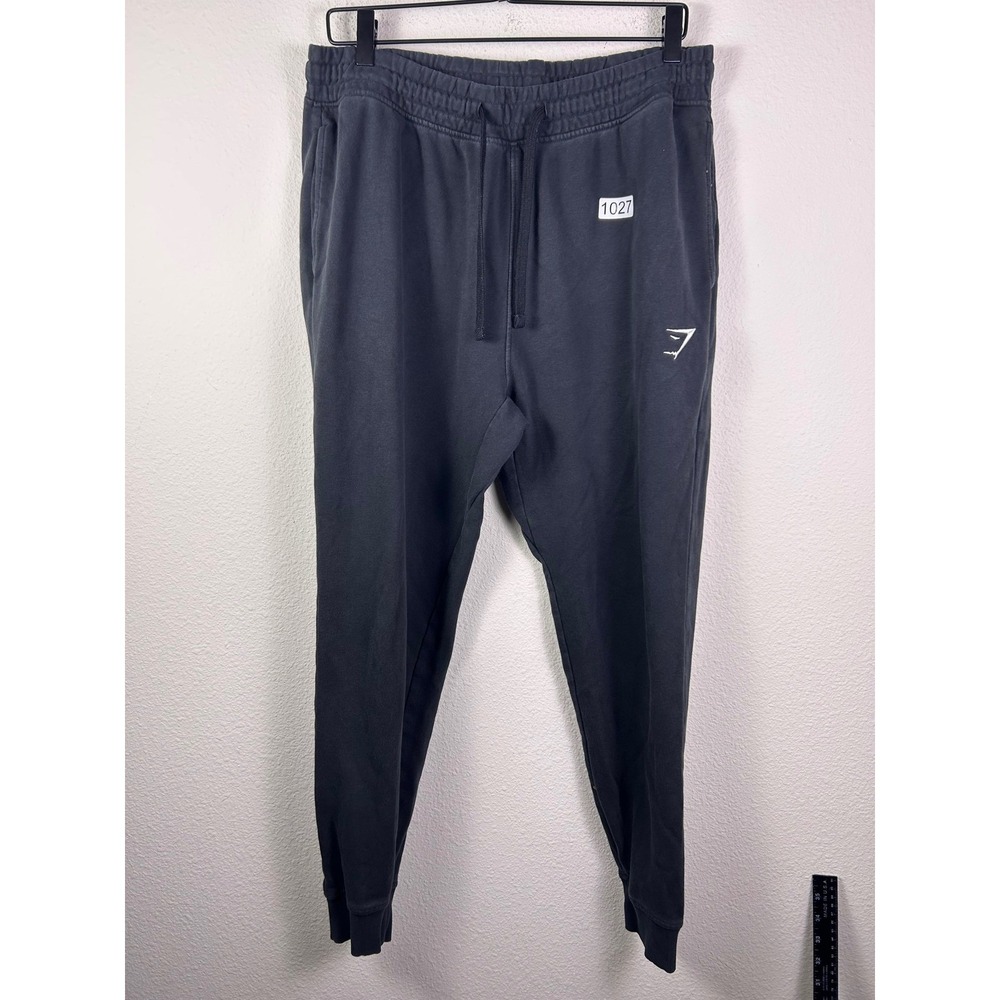 Gymshark Mens Joggers Charcoal Gray Fleece Sweatpants Size Large Logo Activewear